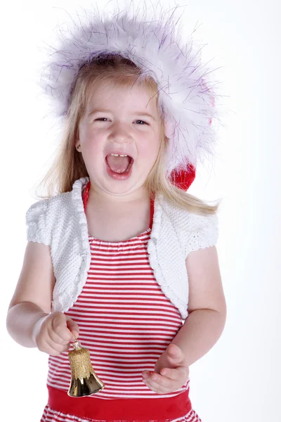 Christmas girl with a bell — Stock Photo, Image