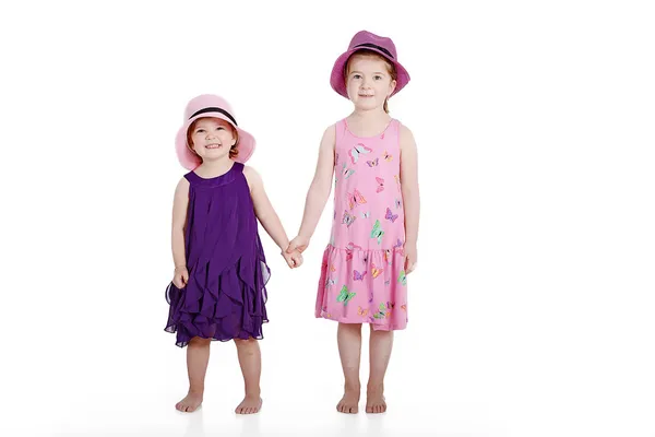 Two girls on a white background — Stock Photo, Image