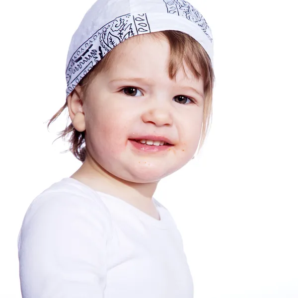 Little girl on a white background — Stock Photo, Image