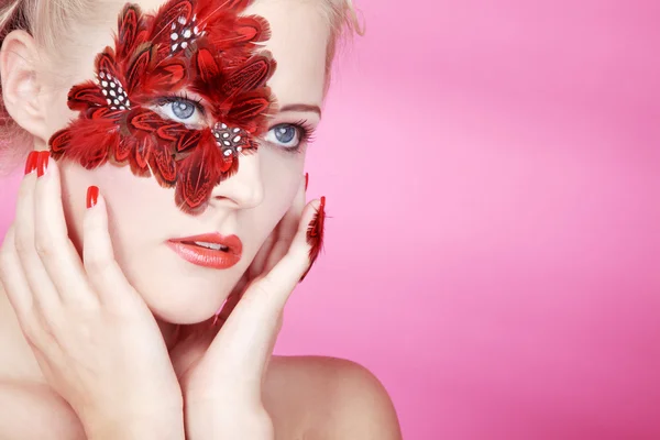 Blonde girl with painted face — Stock Photo, Image