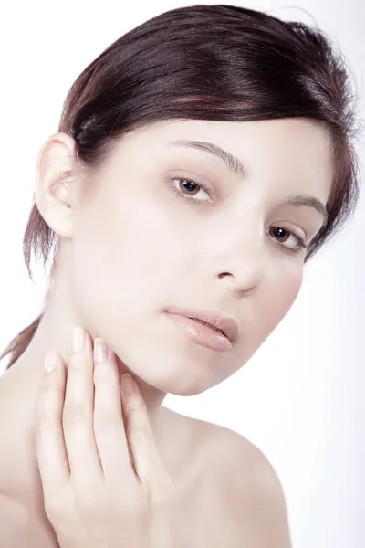 Brünette mädchen face close-up — Stockfoto