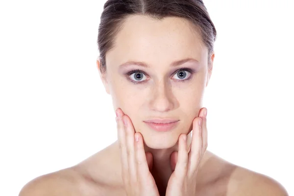 Brünette mädchen face close-up — Stockfoto