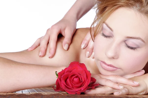 Girl do massage in massage salon — Stock Photo, Image