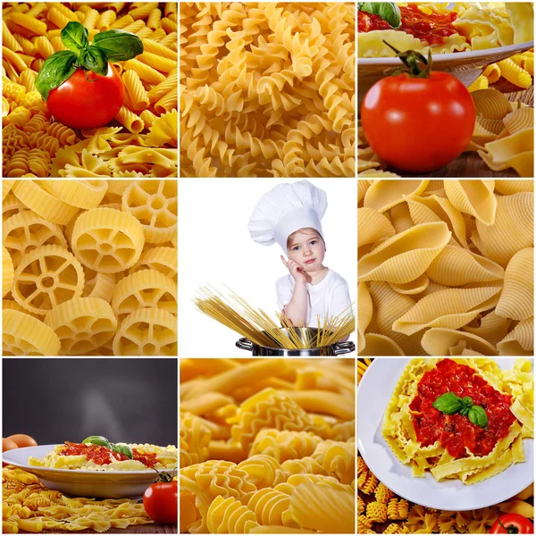 Collage med pastarätter — Stockfoto