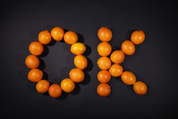 Sign with oranges — Stock Photo, Image