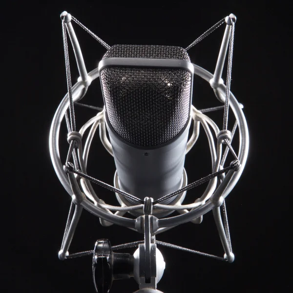 Professional studio microphone isolated on a black background — Stock Photo, Image