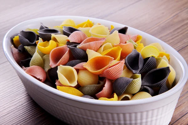 Pasta in a plastic plate — Stock Photo, Image