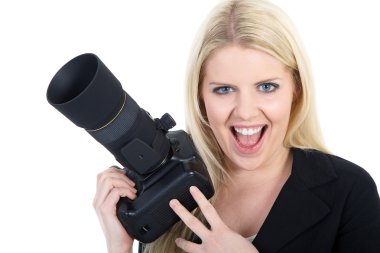 kamera ile sarışın kız