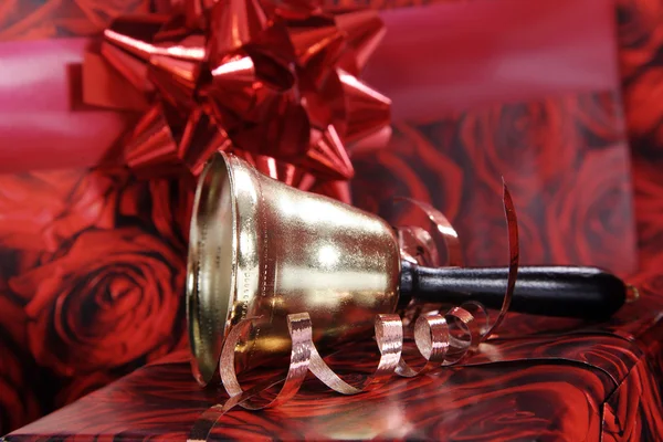 Christmas gift with a bell — Stock Photo, Image