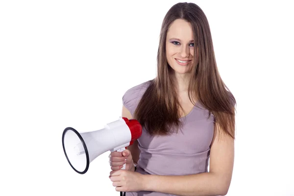 La personne criant dans un mégaphone — Photo