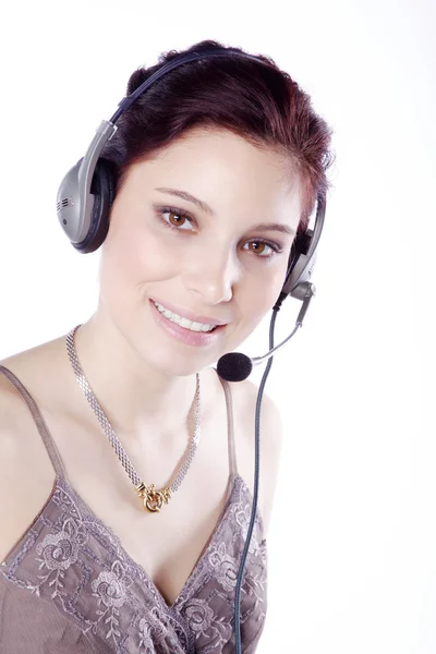 Smiling attractive woman with headphone — Stock Photo, Image