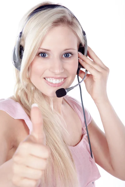 Smiling attractive woman with headphone — Stock Photo, Image