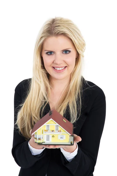 People with home model — Stock Photo, Image