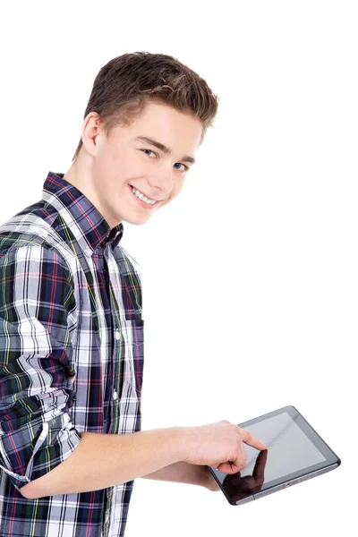 Rapaz com o tablet — Fotografia de Stock