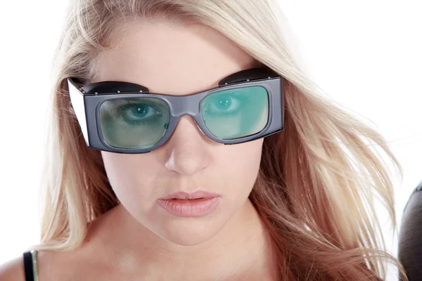 Blonde girl in 3D glasses — Stock Photo, Image