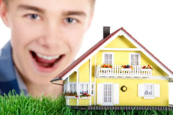 People with home model — Stock Photo, Image