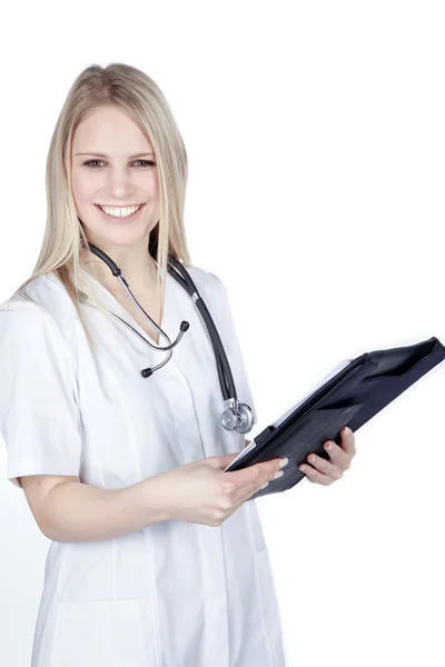 Sorridente medico donna — Foto Stock