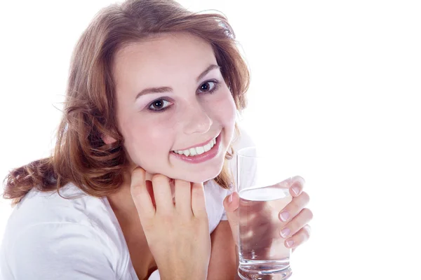 Vrouw bedrijf drinken — Stockfoto