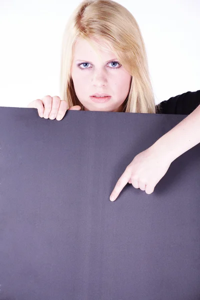 Blonde girl with purple texture — Stock Photo, Image