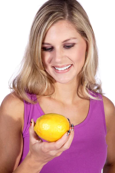 Blonde girl with lemon — Stock Photo, Image