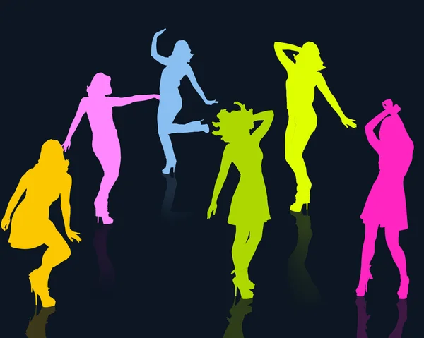 Dans eden kız silhouettes — Stok fotoğraf