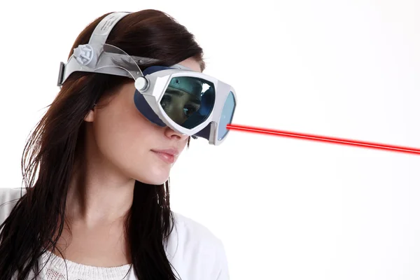 Brunette girl in Laser glasses — Stock Photo, Image