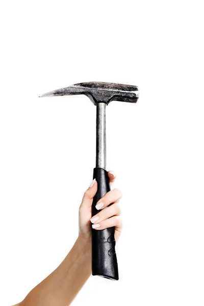 Frau arbeitet mit Hammer — Stockfoto