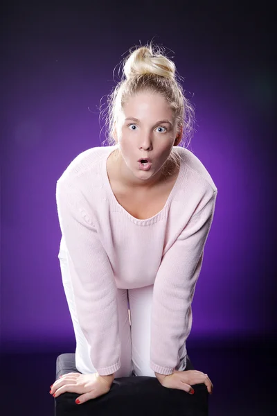 Natural Woman sitting cross legged — Stock Photo, Image