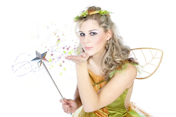 Söt blond kvinna i fairy kostym — Stockfoto