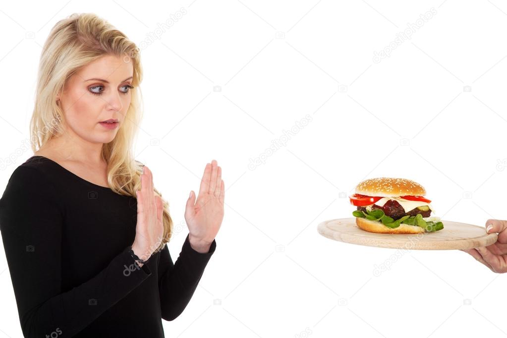 Woman with hamburger