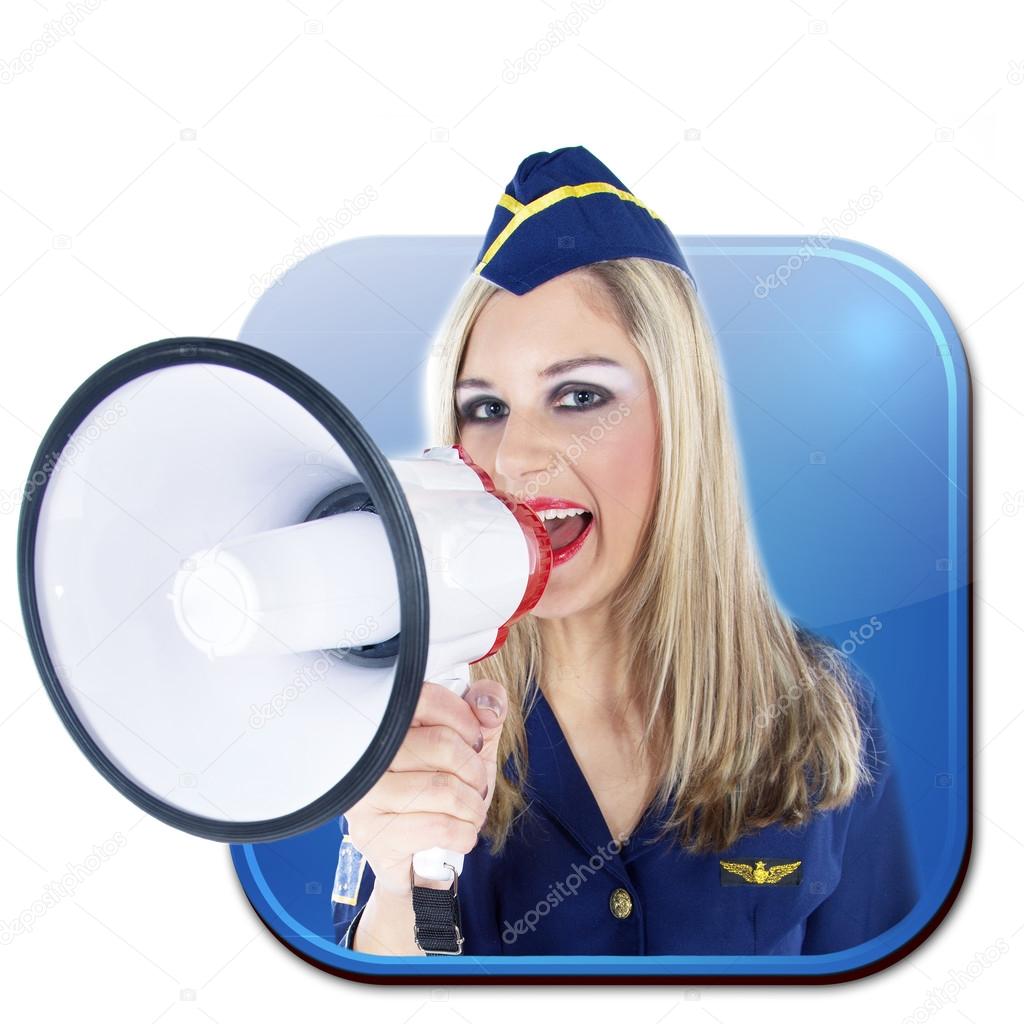 Stewardess With A Megaphone Icon