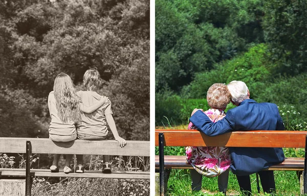 Fotoğraf ve çift kendi gençlik ve yaşlılık