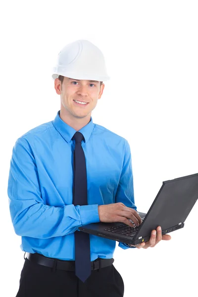 Joven supervisor de construcción sonriente — Foto de Stock