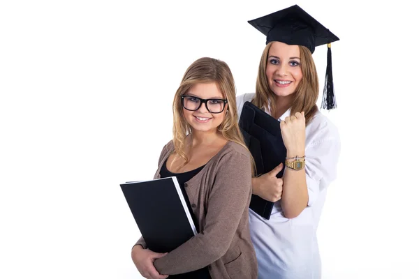 Two girls graduate — Stock Photo, Image