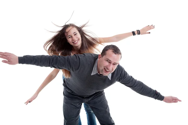 Apa és lánya jó szórakozást. — Stock Fotó