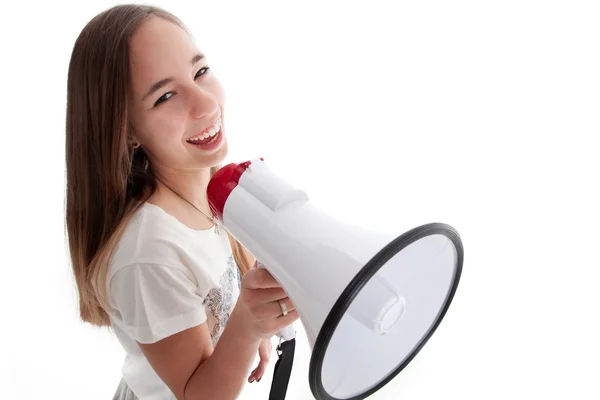 Menina com megafone Imagens De Bancos De Imagens