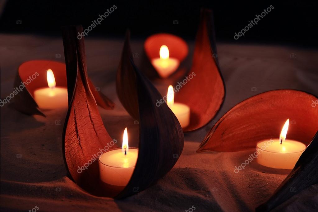 Candles on the beach — Stock Photo © Nick_Freund 42338859