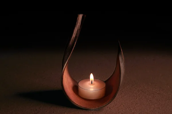 Candle on the beach — Stock Photo, Image