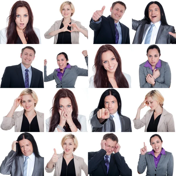 Collage with emotions of a business team — Stock Photo, Image