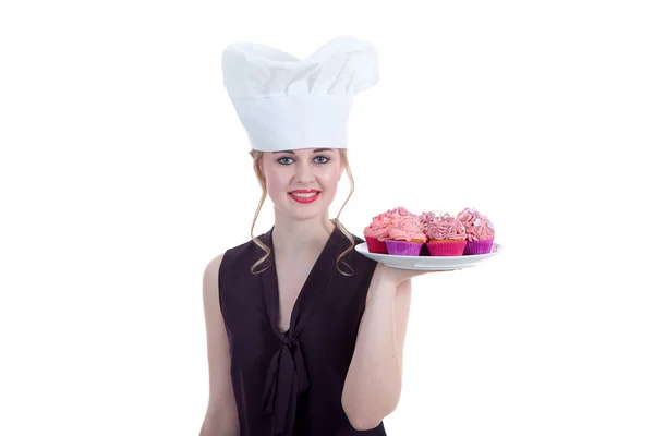 Girl with festive cakes — Stock Photo, Image