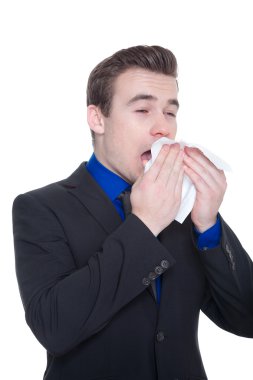 Businessman with a runny nose clipart