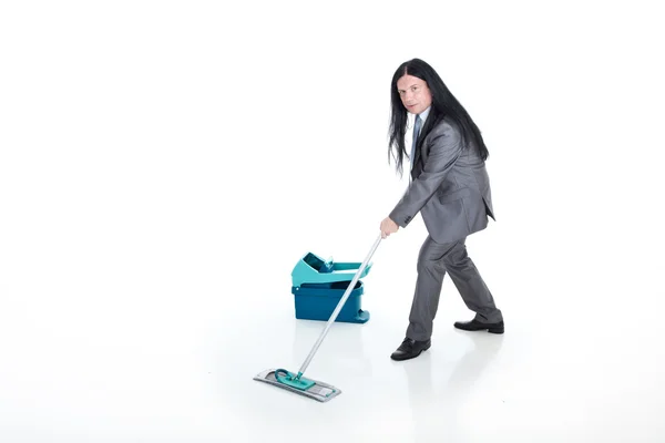 ビジネスマンの床のクリーニング — ストック写真