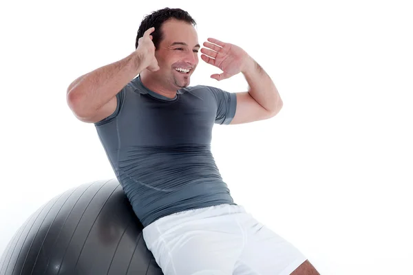 Athlete swings press — Stock Photo, Image