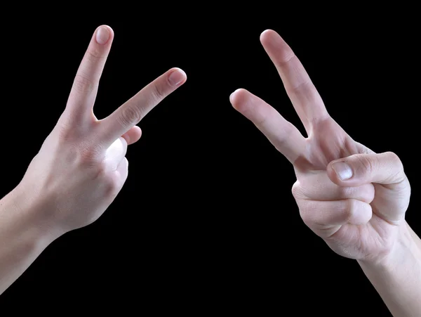 Gestures, two, victory — Stock Photo, Image