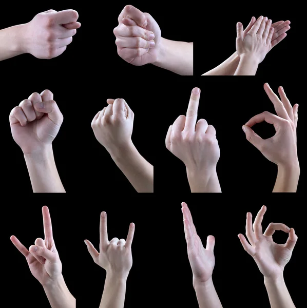 Набір жестів, рук, пальців — стокове фото