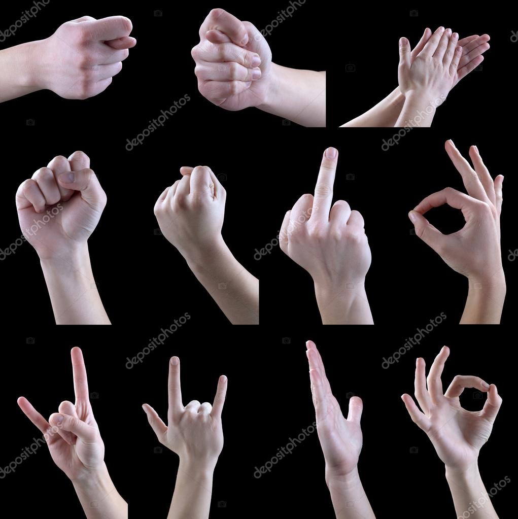Zestaw gestów, ręce, palce 