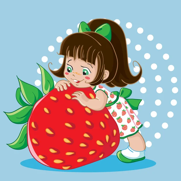 Fille et fraise — Image vectorielle