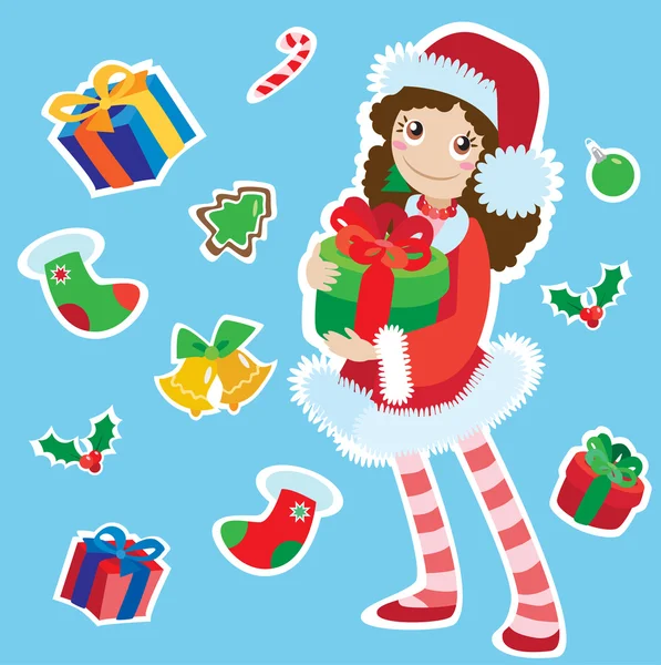 Santa girl — Stock Vector