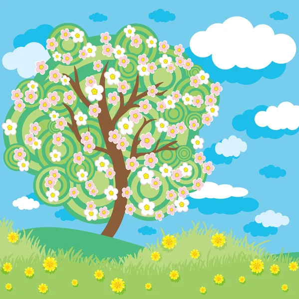 Árbol de primavera — Vector de stock