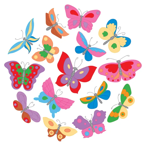 Set of fifteen butterflies — Stock Vector